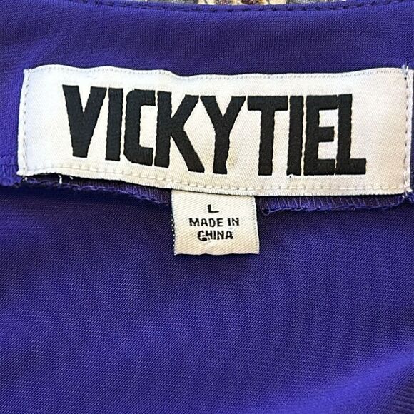 NWT Vicky Tiel Ruched Cocktail Dress Royal Purple Jersey Stretch Size Large - Picture 7 of 12